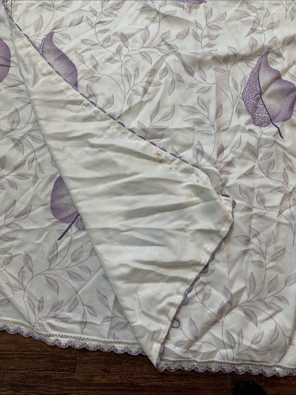 Vintage 1970’s Purple Leaf curtain panels drapes Polyester 78” tall x 82” wide - Picture 6 of 8